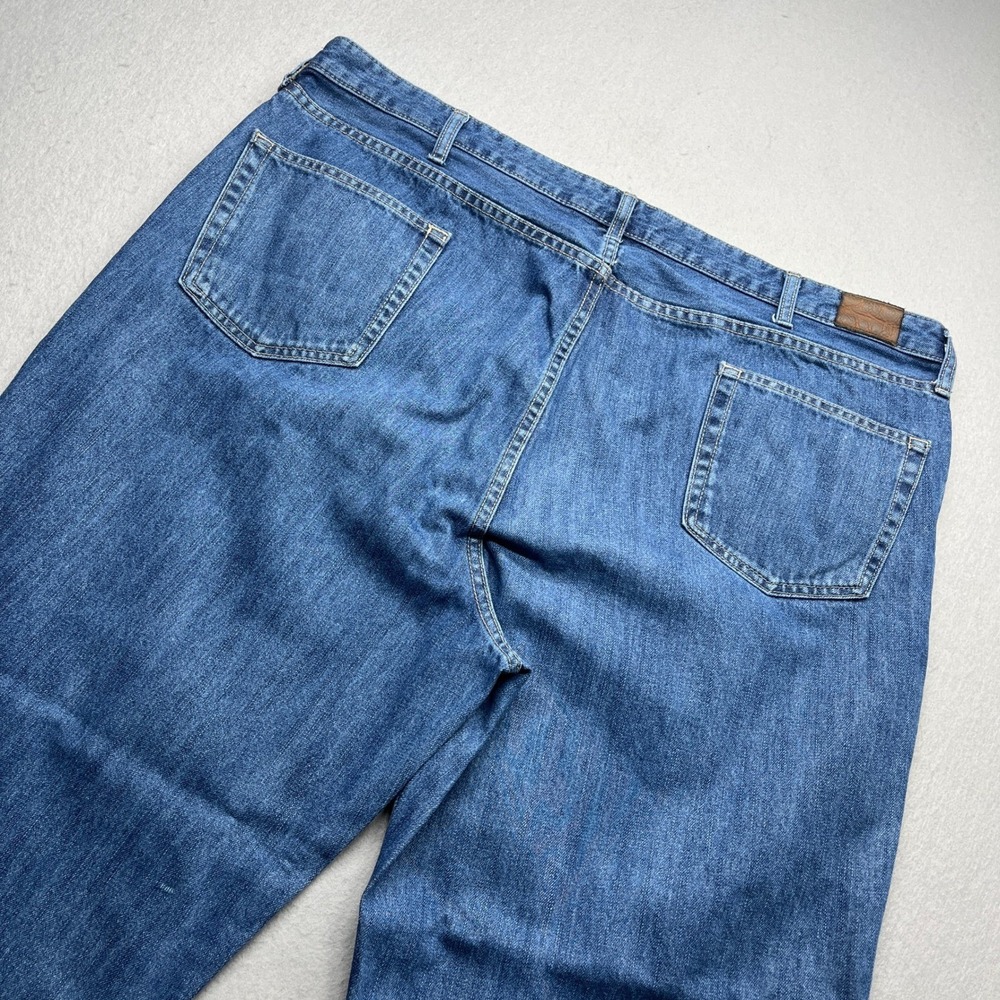 Lands' End Mens Relaxed Fit Tapered Leg Blue Jeans Size 46x30 Medium Wash Denim